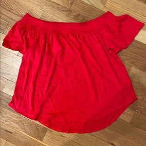Bright red off the shoulder top